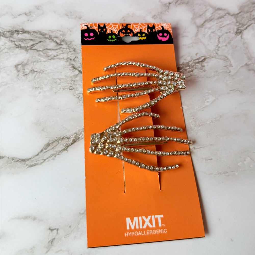 Mixit Sparkling Gold Skeleton Hair Clips